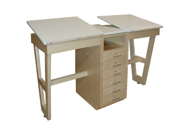 Hann SA-21 Dual Station Drawing Table with 6 Drawer Storage Cabinet