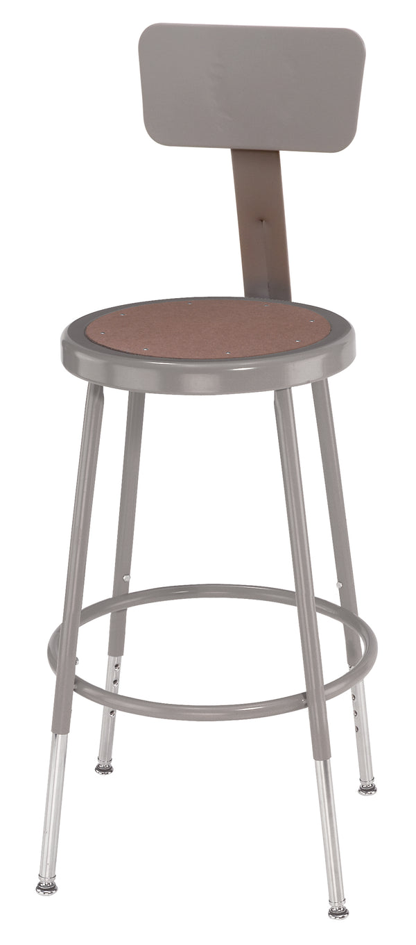 National Public Seating 6200HB Series Round Hardboard Science Lab Stool With Backrest Adjustable Height