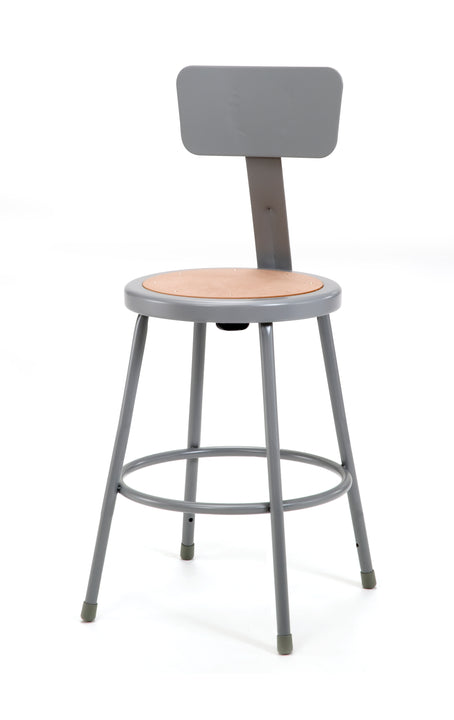 National Public Seating 6224B Series Round Hardboard Science Lab Stool With Backrest Fixed Height