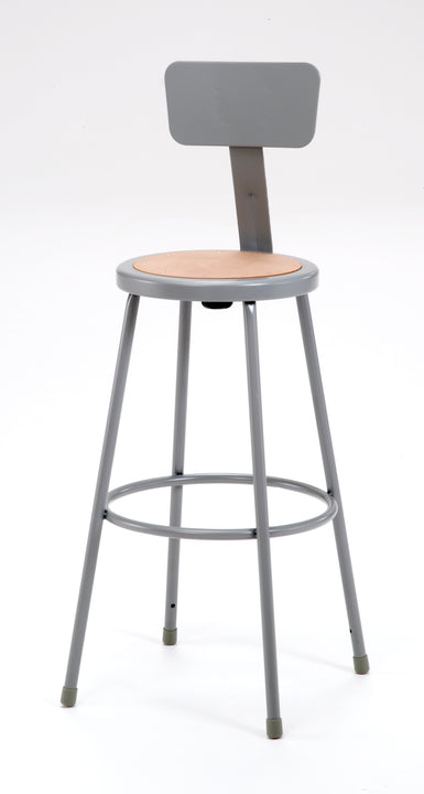 National Public Seating 6230B Series Round Hardboard Science Lab Stool With Backrest Fixed Height