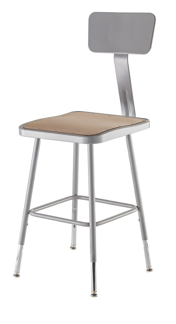 National Public Seating 6300HB Series Square Hardboard Science Lab Stool with Backrest Adjustable Height