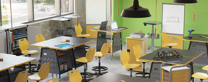 Paragon AND-READY-4L14C A&D Ready 4-Leg Classroom Chair with Casters 14" Seat Height