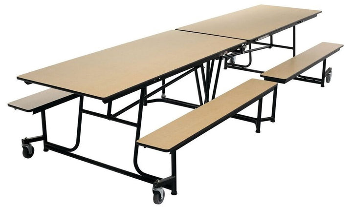 AmTab MBT12 Rectangle Mobile Bench Cafeteria Table 12 Feet - Quick Ship