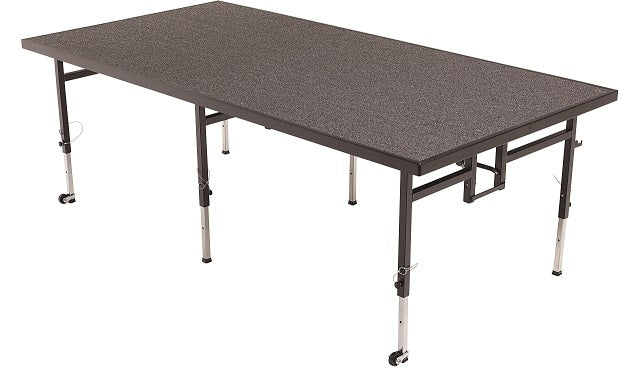 AmTab STA4824C Carpeted Mobile Adjustable Height Stage 4 x 8 x 24"H or 32"H - Quick Ship