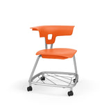 KI RKV100H15BR Ruckus Plastic Stack Chair with Casters and Book Rack 15" Seat Height