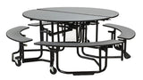 KI UFRD5SB Uniframe Round Folding Cafeteria Table with Split Bench Seats 7'D x 29"H