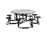 KI UFRD58/PY Uniframe Round Folding Cafeteria Table with 8 Stools and Black Frame 60"D x 29"H