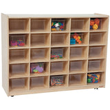 Wood Designs WD16001 Mobile Cubby Storage - 25 Clear Trays