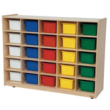 Wood Designs WD16003 Mobile Cubby Storage - 25 Colored Trays